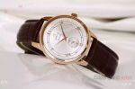 De Ville Replica Omega Watch - Rose Gold Silver Dial Black Leather Strap